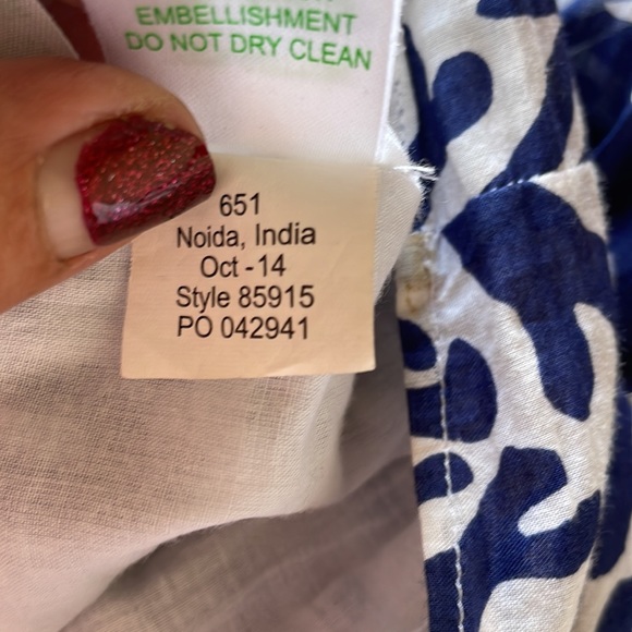 Lilly Pulitzer Courtney Beaded Navy Treasure Print Tunic Dress size XS women’s - Picture 11 of 11